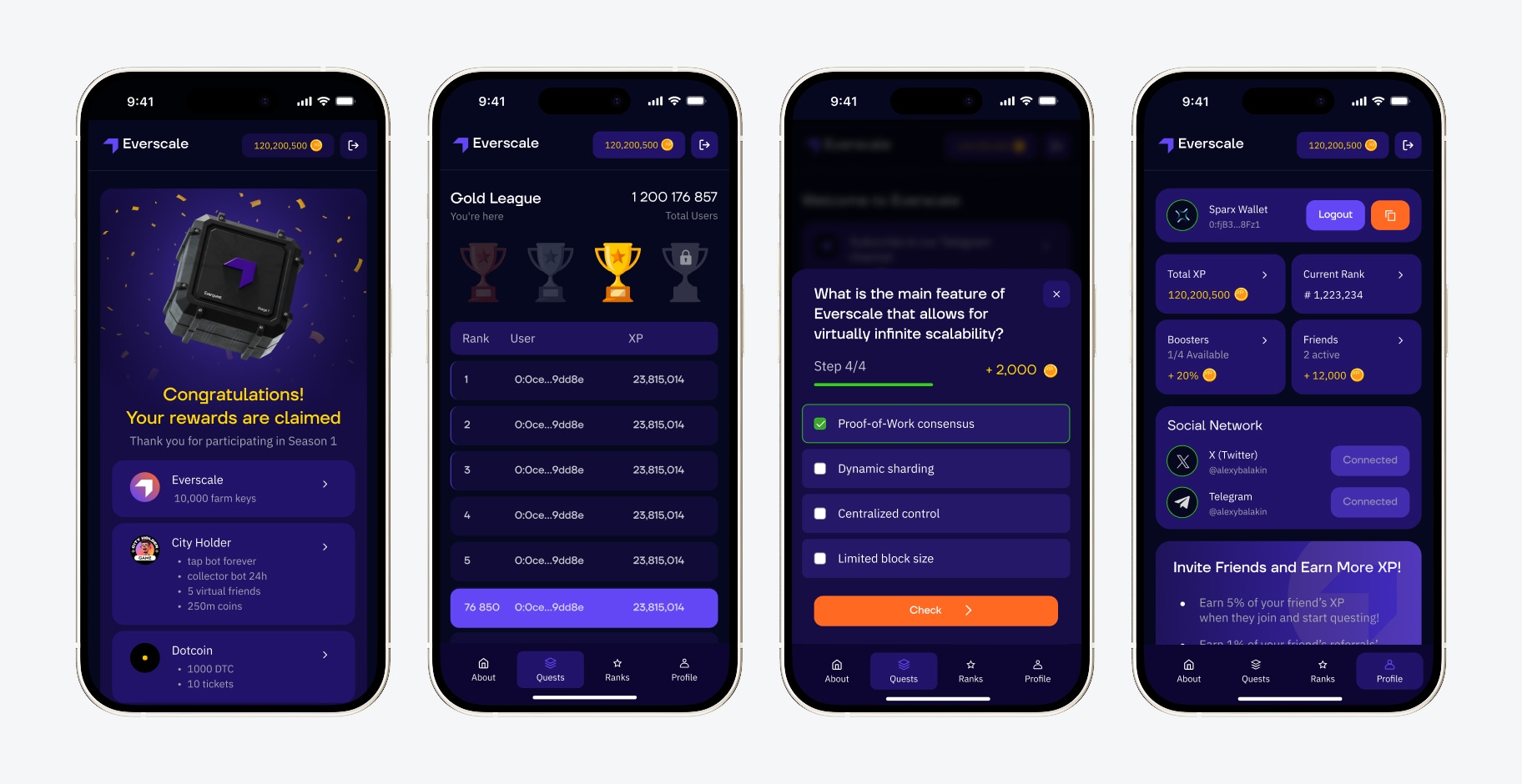 App screens